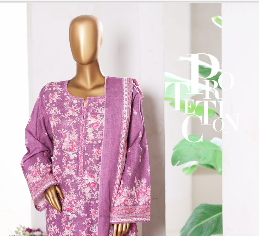 DPC-0758- 3 Piece Cotton Printed UnStitched Suit