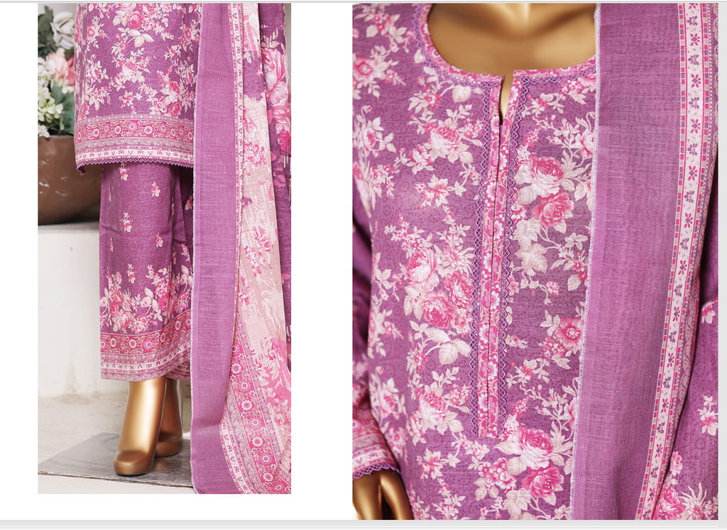 DPC-0758- 3 Piece Cotton Printed UnStitched Suit