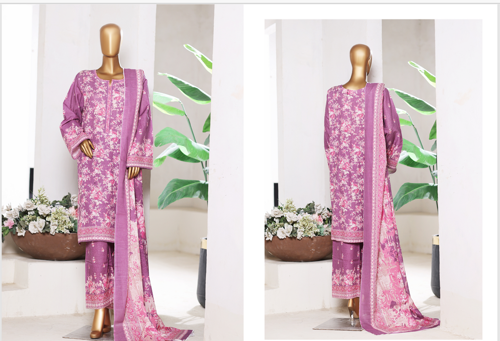 DPC-0758- 3 Piece Cotton Printed UnStitched Suit