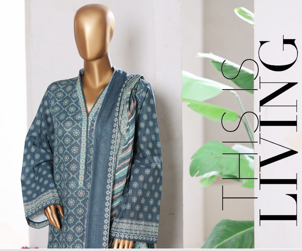 3 Pieces Cotton Printed Unstiched Suit