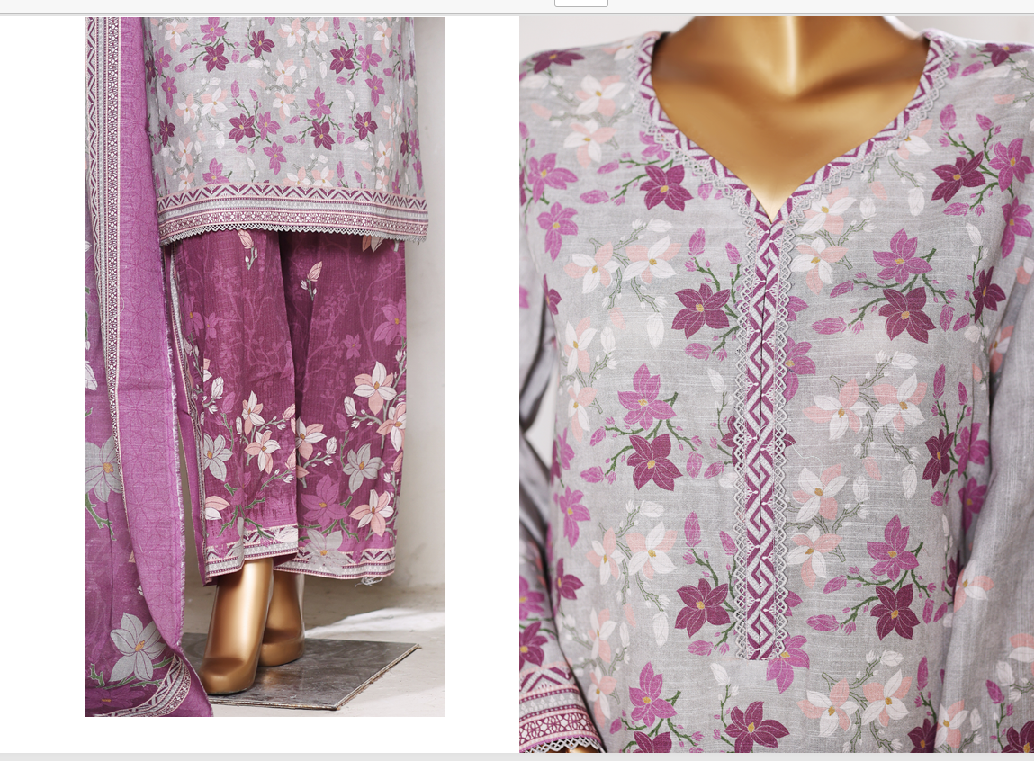 3 Pieces Cotton Printed Unstiched Suit