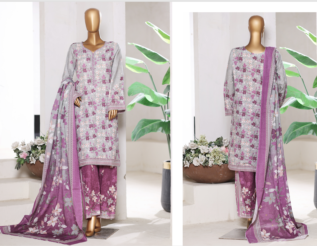 3 Pieces Cotton Printed Unstiched Suit