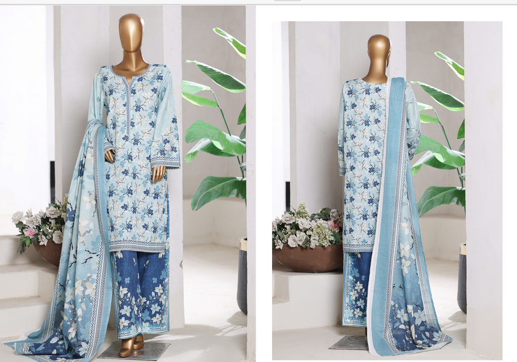 3 Pieces Cotton Printed Unstiched Suit