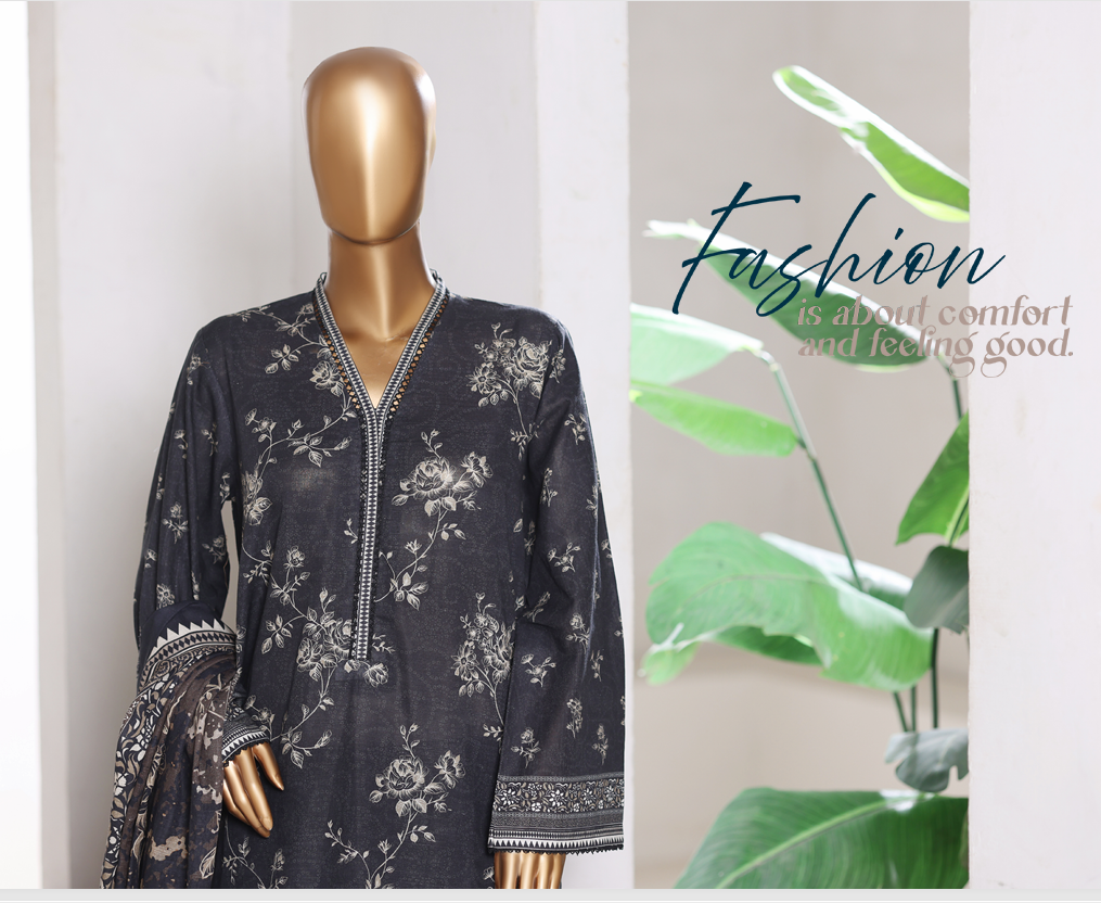 3 Pieces Cotton Printed Unstiched Suit