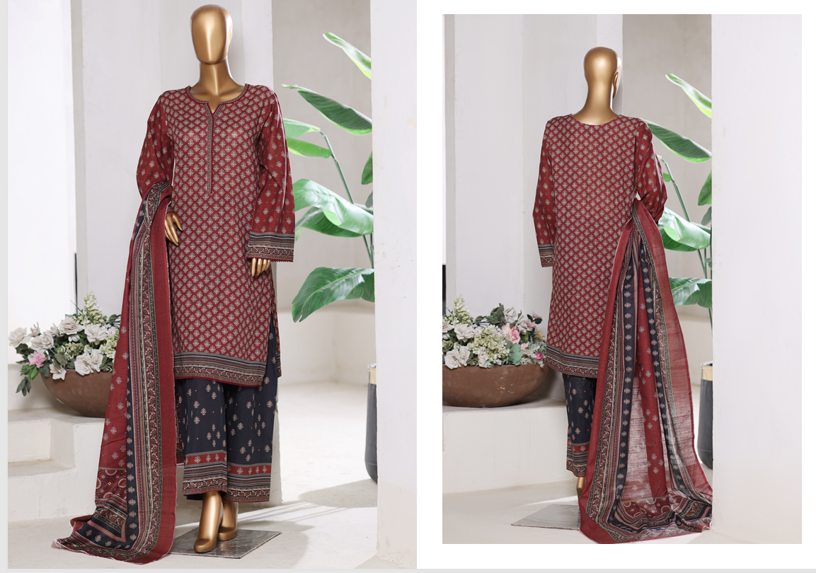 3 Pieces Cotton Printed Unstiched Suit