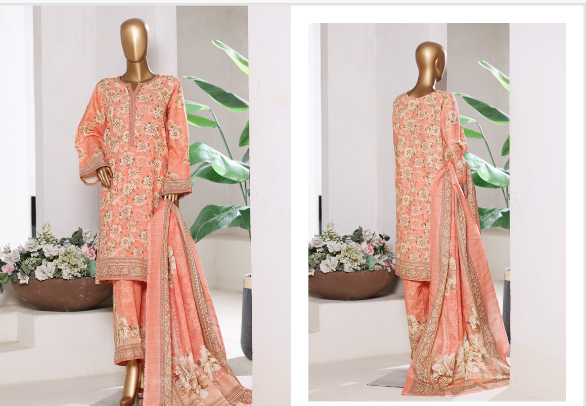 3 Pieces Cotton Printed Unstiched Suit