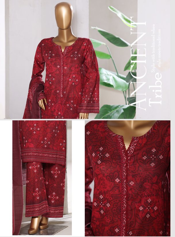 3 Pieces Cotton Printed Unstiched Suit