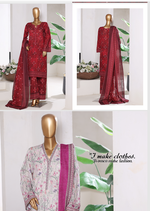 3 Pieces Cotton Printed Unstiched Suit