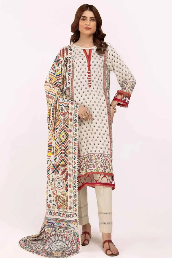 Classic Ivory 3 Piece Unstitched Suit