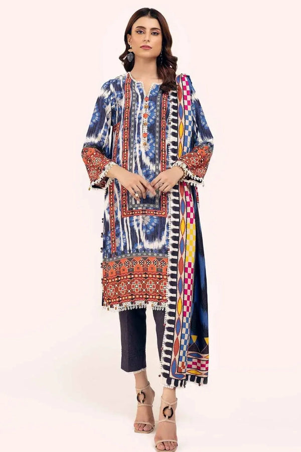 Classic Blue 3 Piece Unstitched Suit